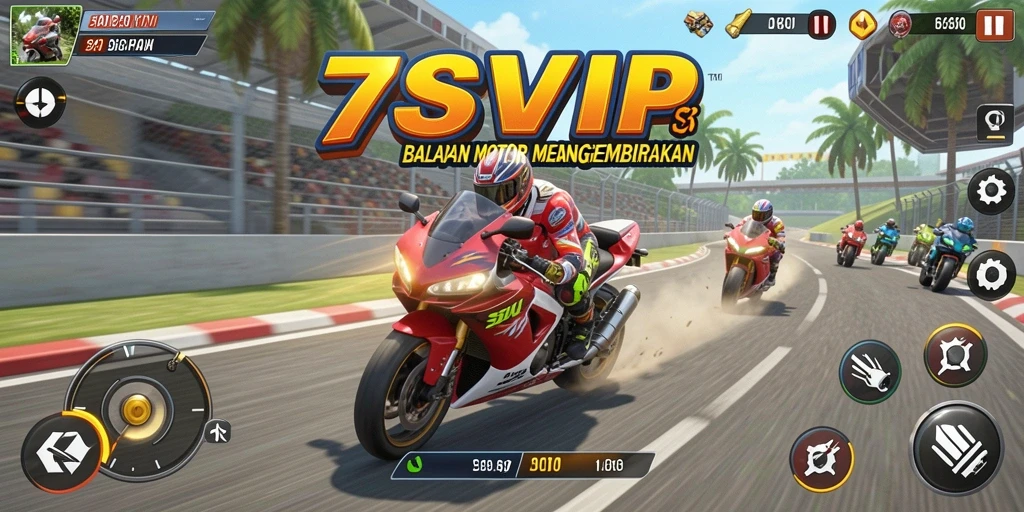 Screenshot dari gameplay dasar balapan motor di 7SVIP.