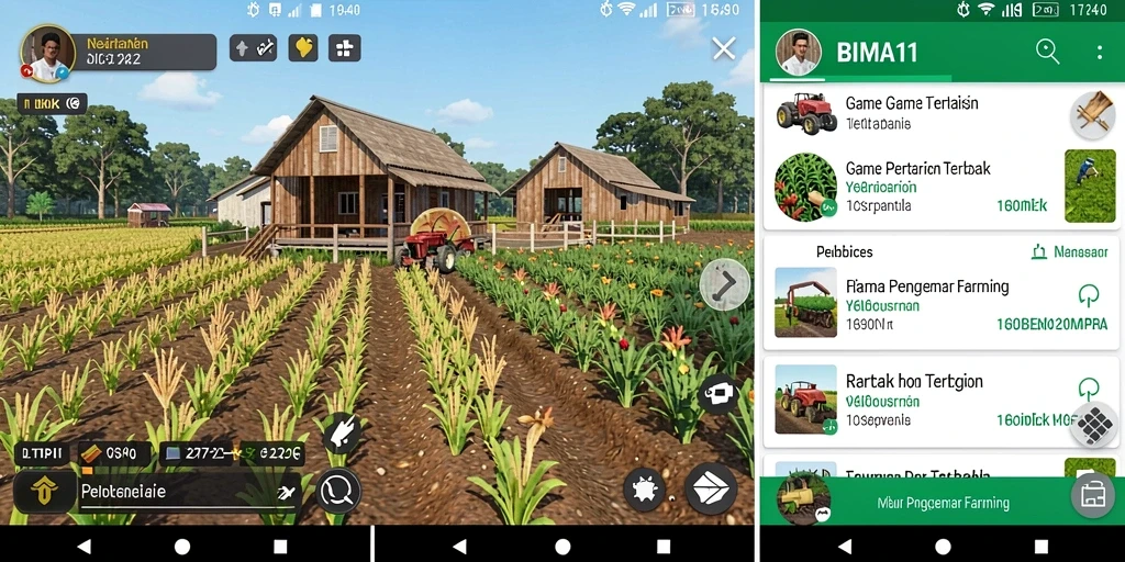 Screenshot gameplay BIMA11 menampilkan aktivitas pertanian yang seru.