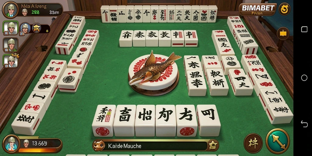 Screenshot gameplay BIMABET yang menampilkan suasana permainan Mahjong.