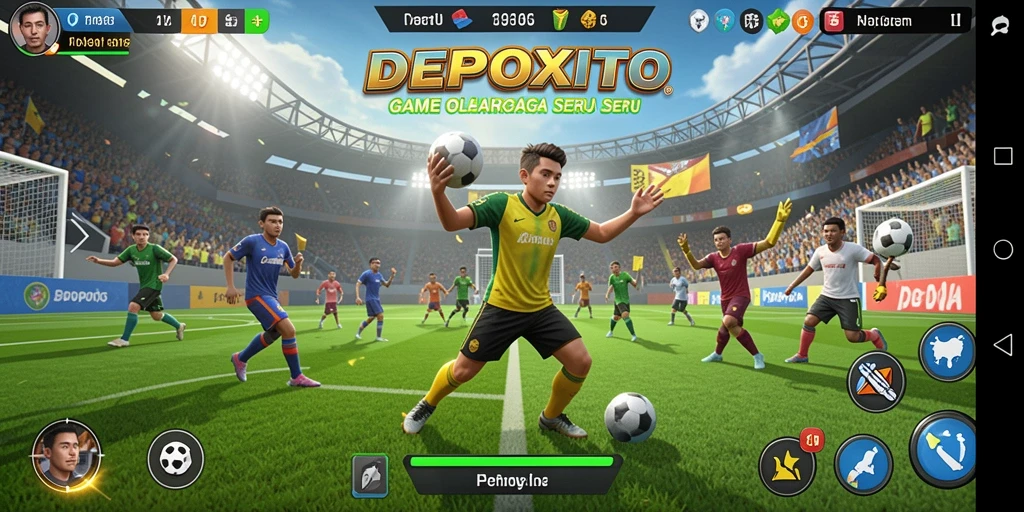 Tangkapan layar gameplay DEPOXITO yang mendebarkan di arena olahraga.