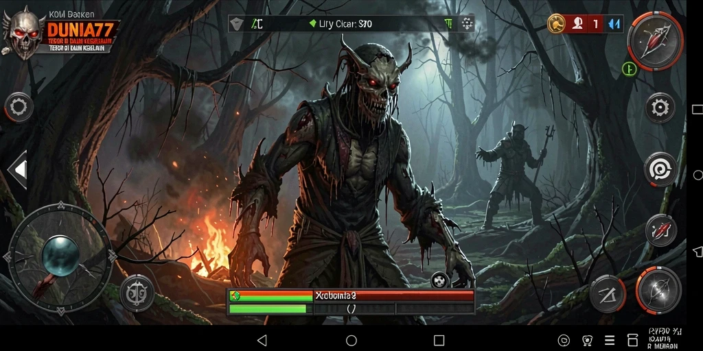 Screenshot gameplay DUNIA77 yang menegangkan di dalam kegelapan.