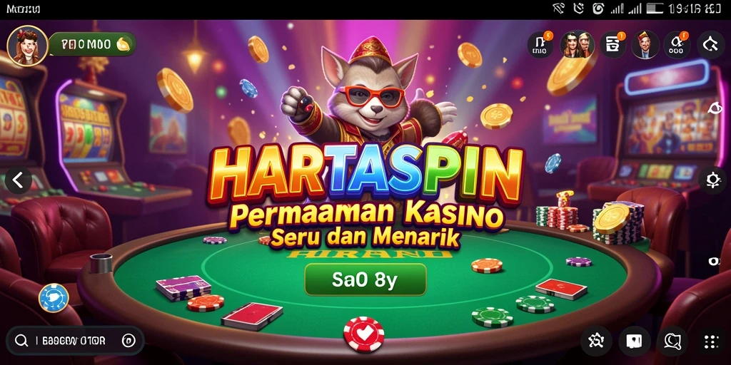 Tampilan gameplay menarik di HARTASPIN dengan suasana kasino.