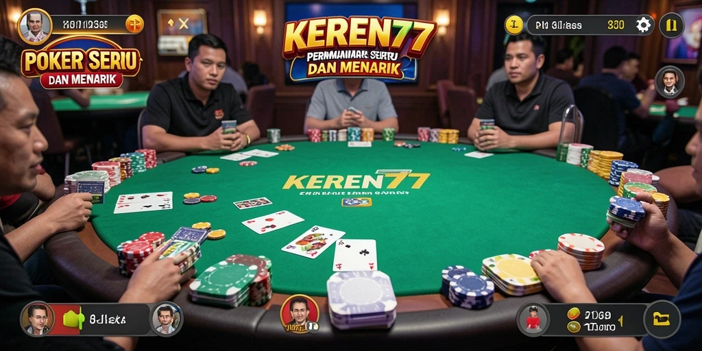 Tampilan gameplay Poker yang seru dan mendebarkan di KEREN77.