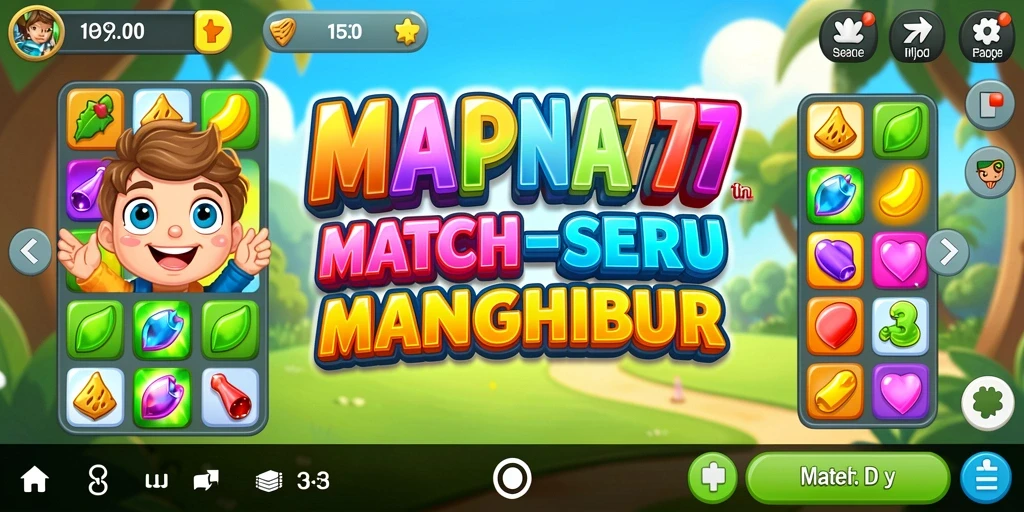 Screenshot gameplay MAPNA777 dengan tantangan Match-3 yang seru.