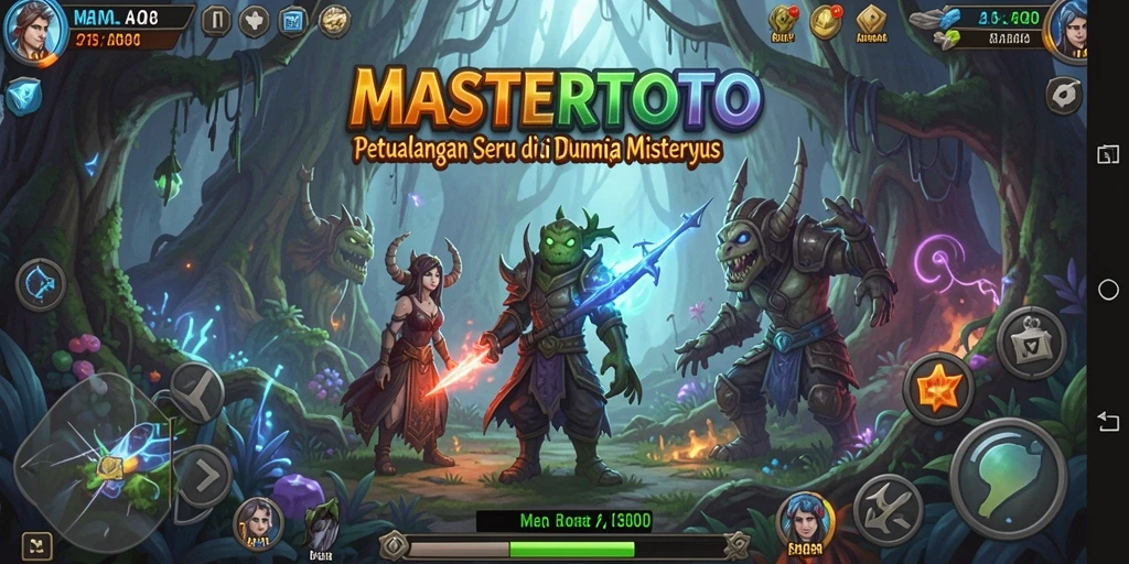 Screenshot utama menunjukkan aksi seru dalam game Adventure MASTERTOTO.