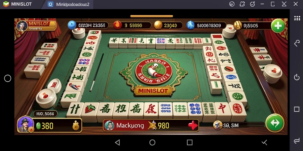 Tampilan gameplay seru dari MINISLOT yang menampilkan ubin Mahjong.