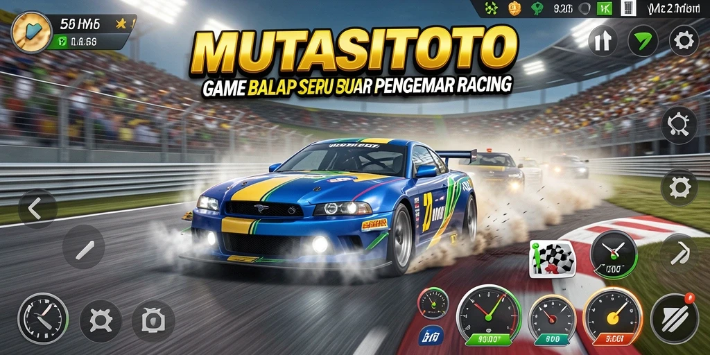 Screenshot utama gameplay MUTASITOTO menampilkan balapan yang seru.