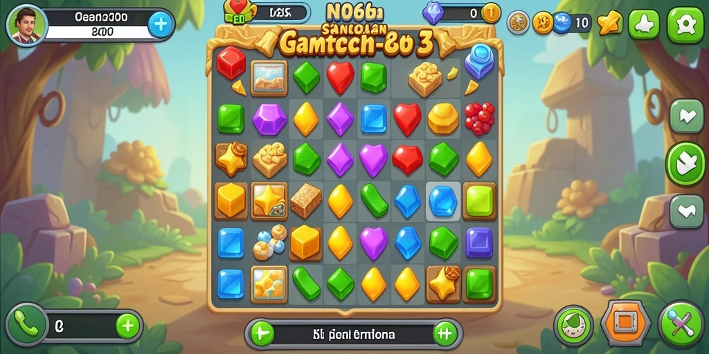 Menampilkan gameplay seru dengan level menantang dalam Match-3.