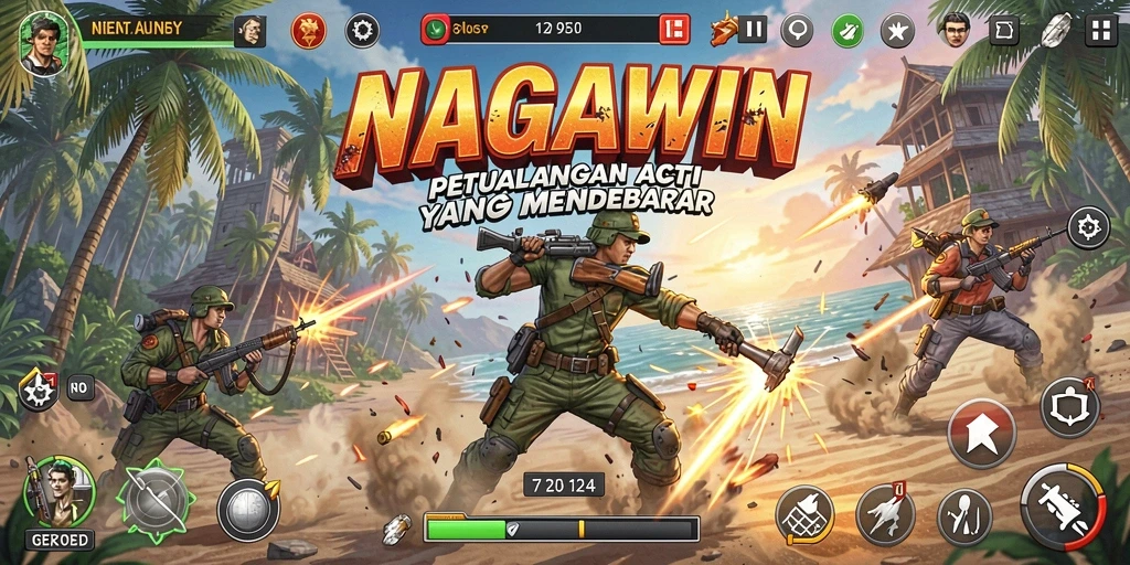 Tampilan gameplay NAGAWIN yang mendebarkan saat aksi berlangsung.