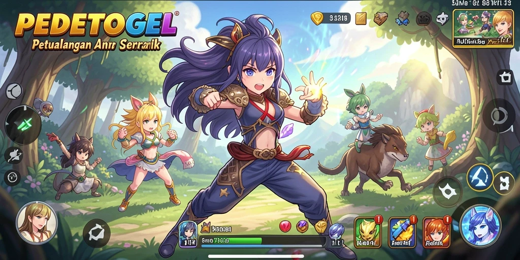 Tangkapan layar gameplay PEDETOGEL dengan karakter anime menarik.