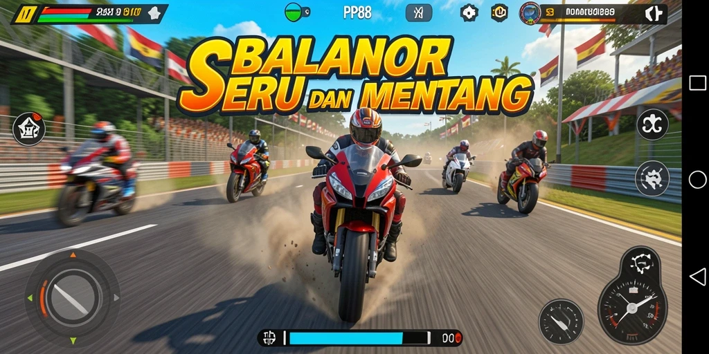 Gameplay PP88 yang mendebarkan di trek balapan motor.