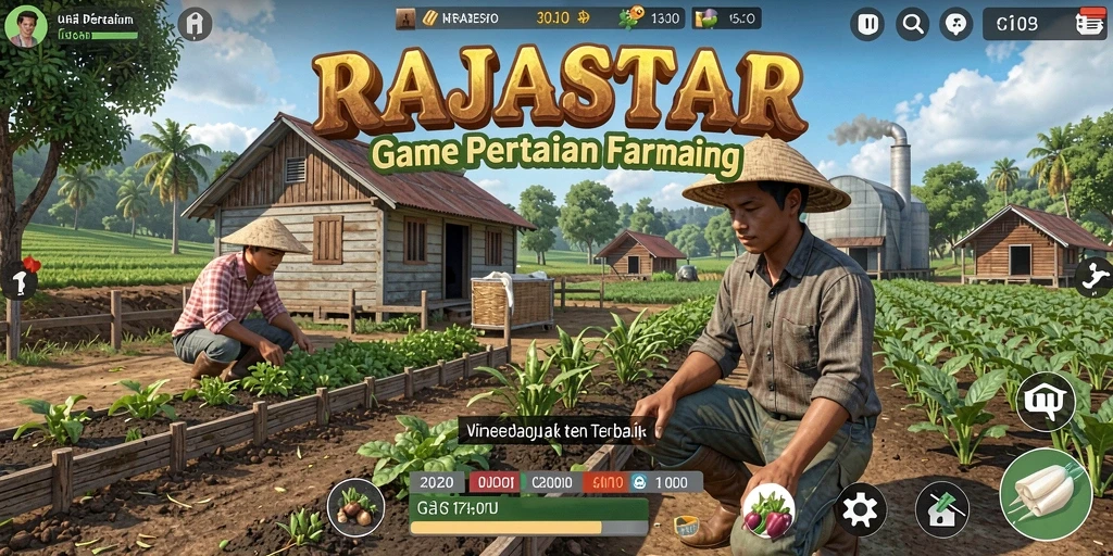 Tampilan gameplay seru dalam RAJASTAR saat bertani dan merawat hewan.