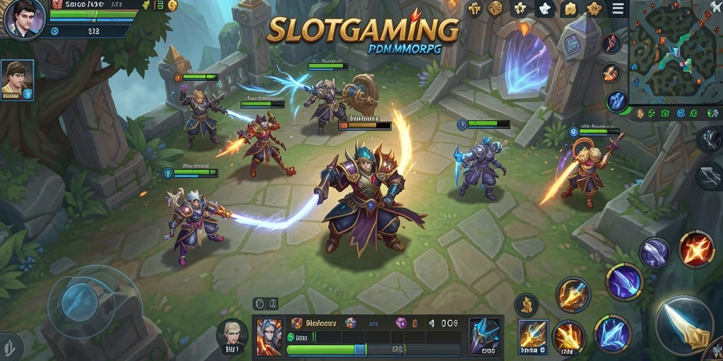 Screenshot menampilkan gameplay menarik dari SLOTGAMING dengan aksi pertarungan karakter.